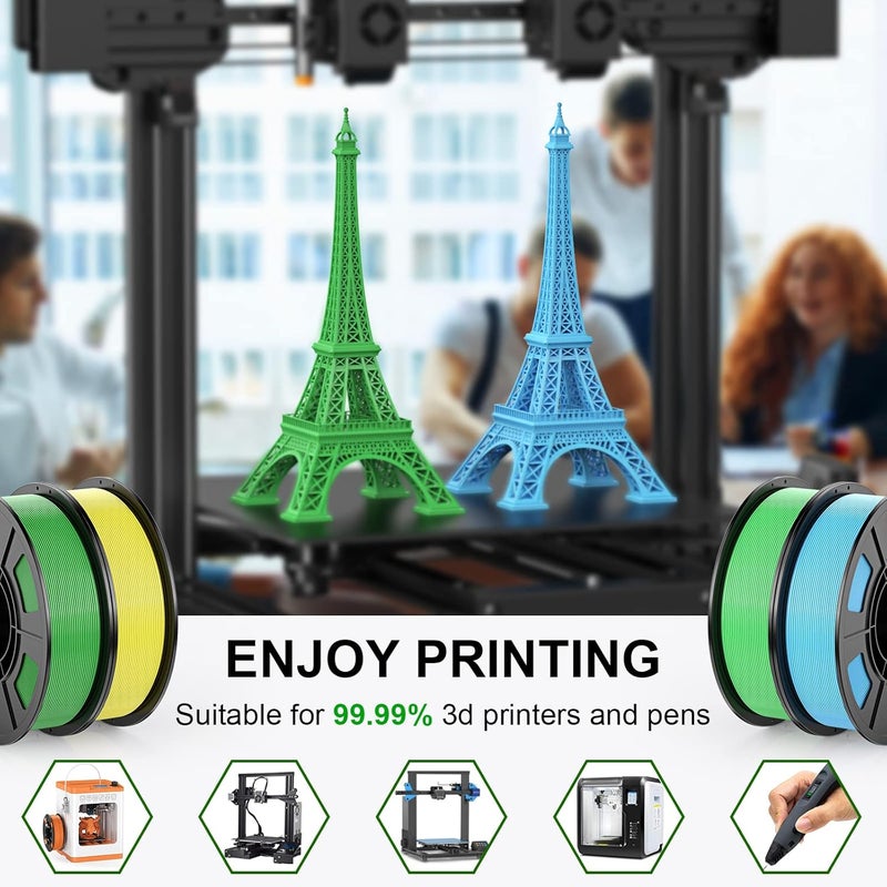 HEPHI3D 3D Printer Filament Bundle 250g X 4 Spools, PLA Filament 1.75mm 3D Printing Material, Bright Color PLA Filaments Kit for 3D Printer Green/Light-Green/Yellow/Sky Blue, Fit Most 3D Printers - Image 5